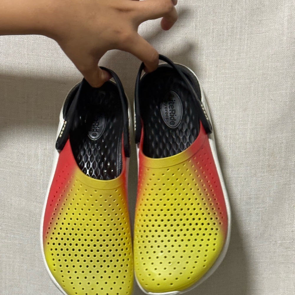 Native Vibrant Yellow and Red Slip-On Shoes
